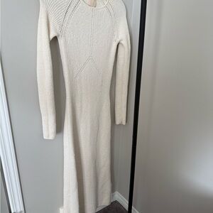 H&M Premium Cream Long Sleeve Maxi Knit Dress